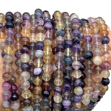 ABCGEMS Mexican Aqua Rainbow Fluorite Beads (Rare Color, Mohs Hardness 4) Healing Energy Crystal Stone Ideal for Bracelet Necklace Ring DIY Jewelry Making Craft Men Women Smooth Round 8mm Aqua Rainbow Fluorite (From Mexico)